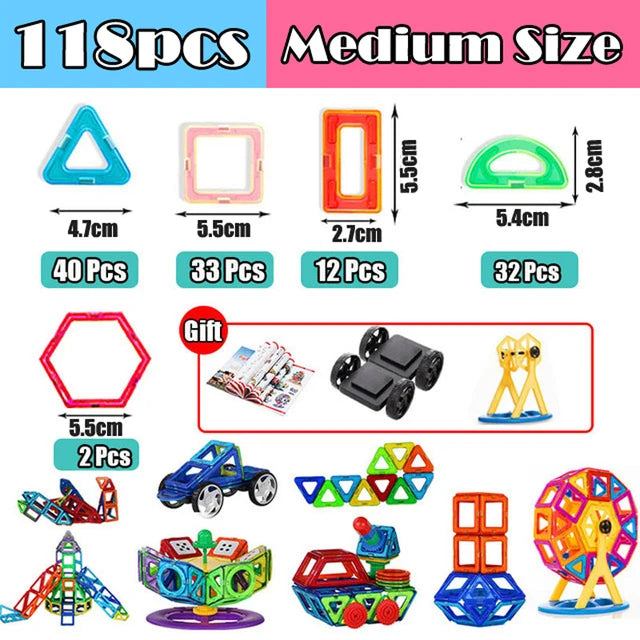 Magnetic Building Blocks Set (30–168pcs) – Shape, Build, Imagine!