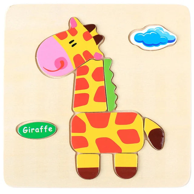 Montessori 3D Wooden Puzzle – Fun & Educational Jigsaw for Toddlers!