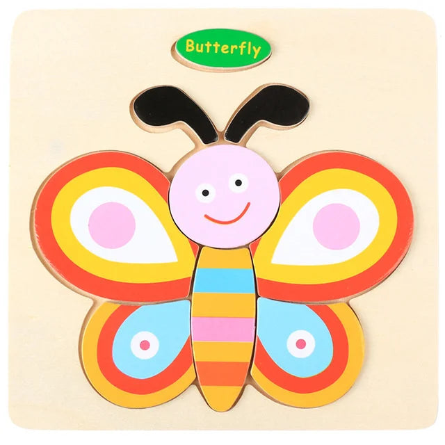 Montessori 3D Wooden Puzzle – Fun & Educational Jigsaw for Toddlers!