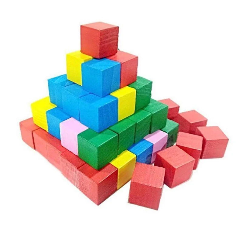 Montessori Colorful Wood Cube Blocks