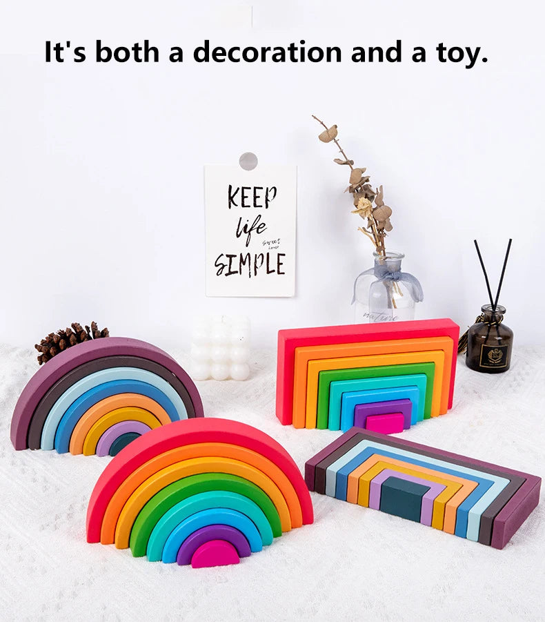 Montessori Wooden Rainbow Stacking Blocks