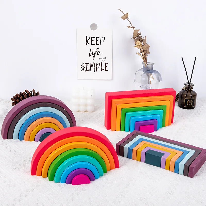 Montessori Wooden Rainbow Stacking Blocks