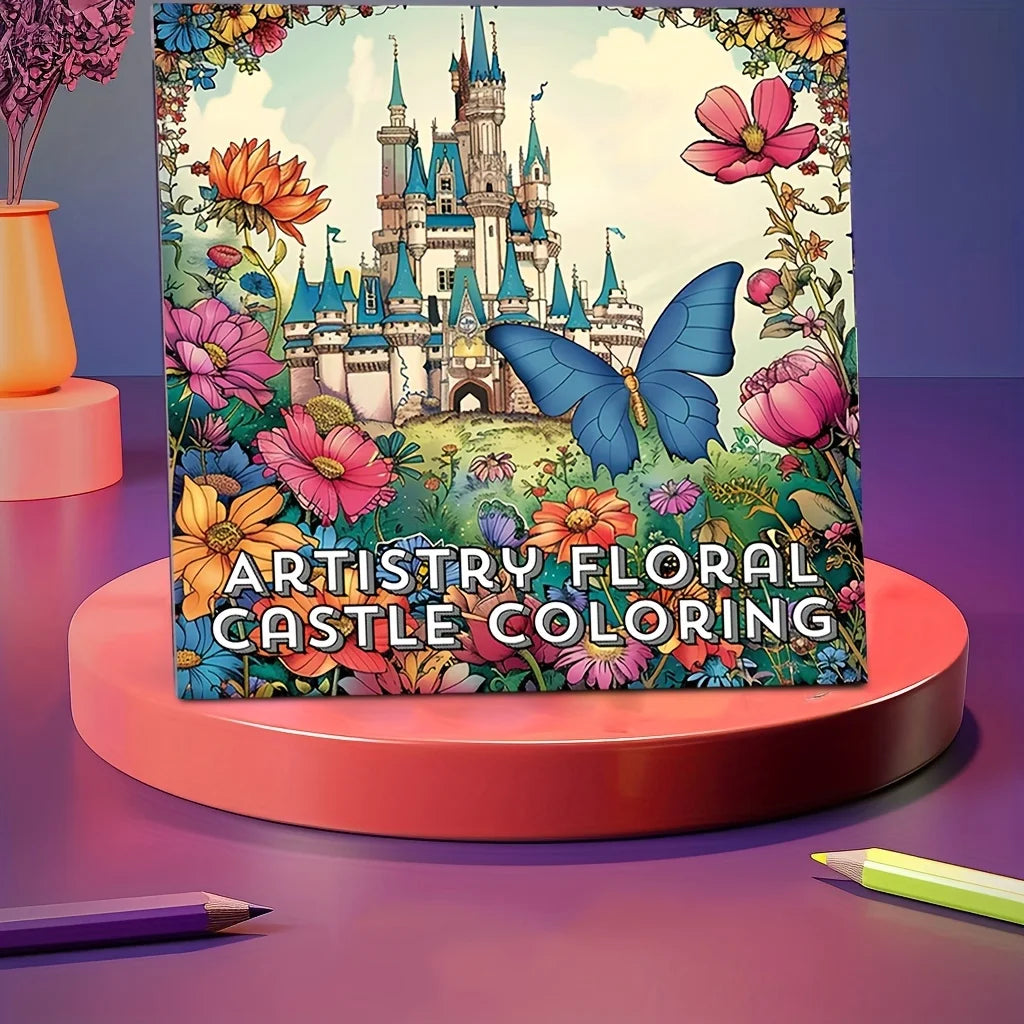 Artistry Floral Castle Colouring Book