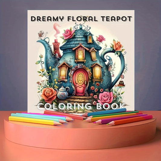 Dreamy Floral Teapots Colouring Book
