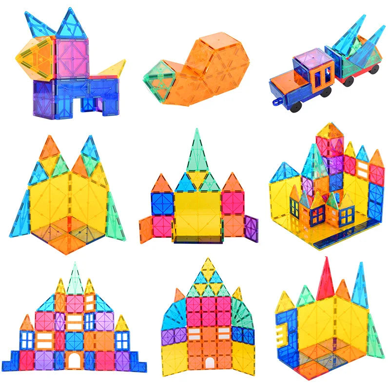 Montessori Magnetic Tile Building Blocks Construction Set