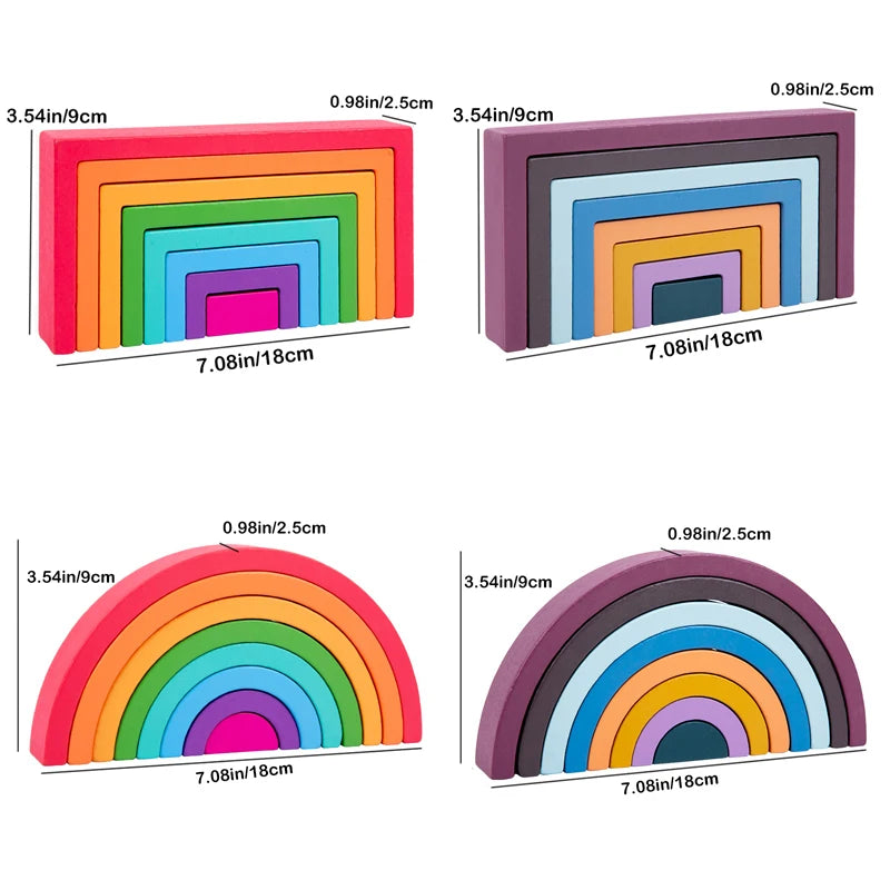 Montessori Wooden Rainbow Stacking Blocks