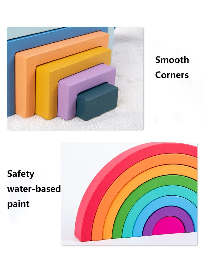 Montessori Wooden Rainbow Stacking Blocks