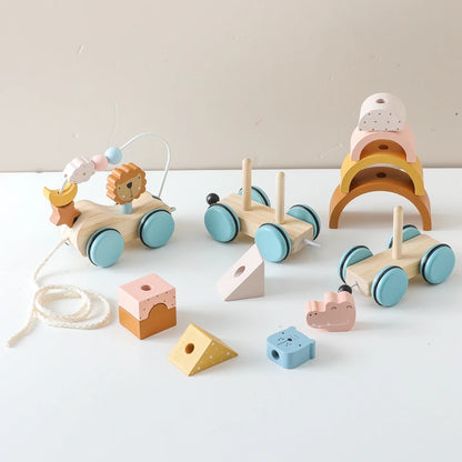 Wooden Montessori Animal Train Set