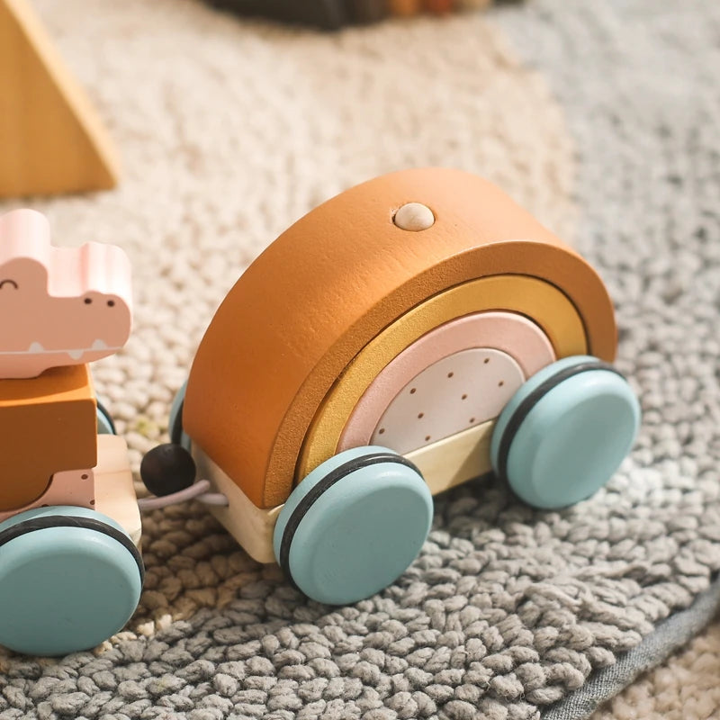 Wooden Montessori Animal Train Set