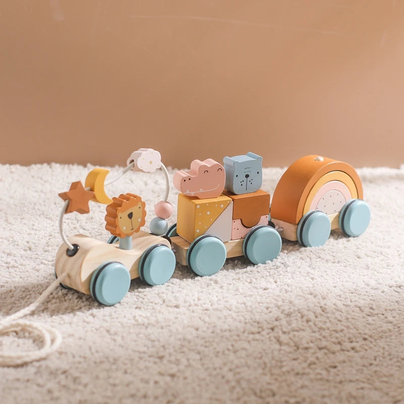 Wooden Montessori Animal Train Set