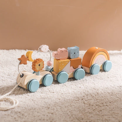 Wooden Montessori Animal Train Set