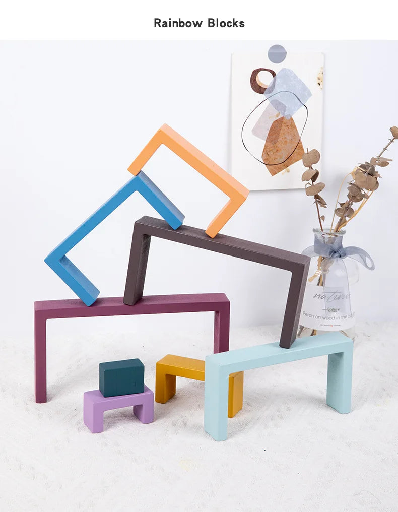 Montessori Wooden Rainbow Stacking Blocks