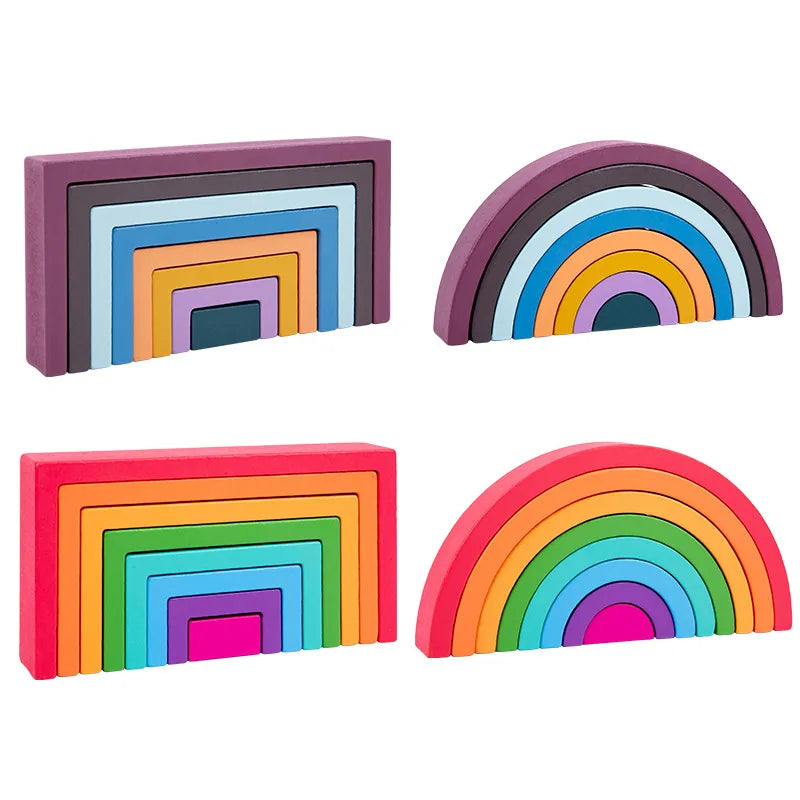 Montessori Wooden Rainbow Stacking Blocks