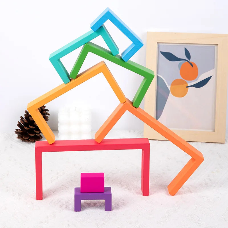 Montessori Wooden Rainbow Stacking Blocks