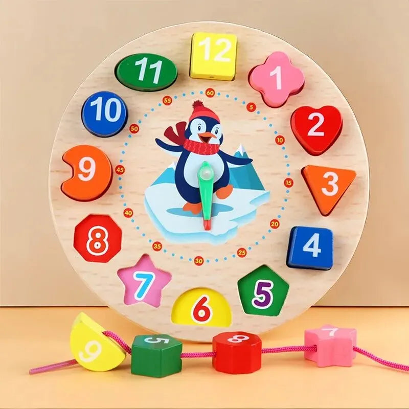 Montessori Wooden Shapes Clock Puzzle