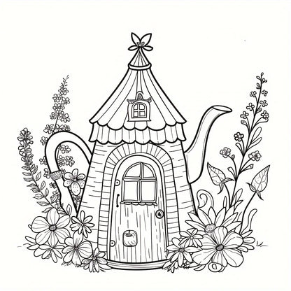 Dreamy Floral Teapots Colouring Book