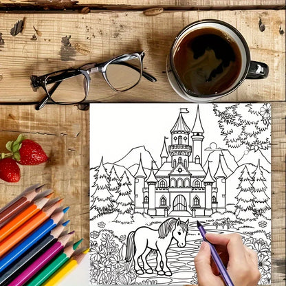 Artistry Floral Castle Colouring Book