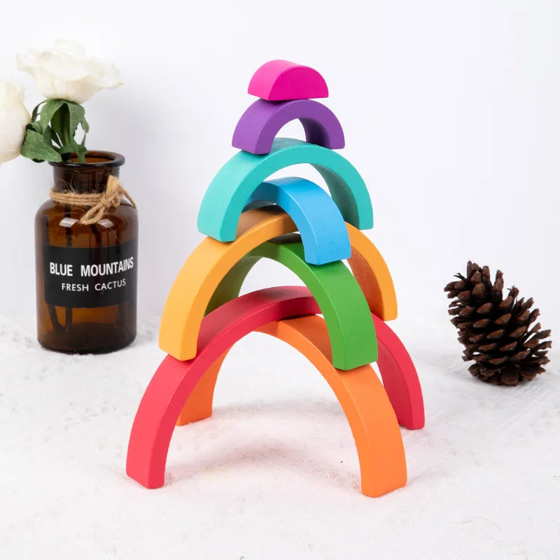 Montessori Wooden Rainbow Stacking Blocks