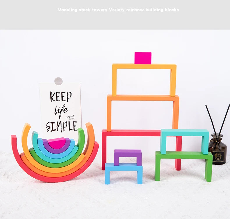 Montessori Wooden Rainbow Stacking Blocks