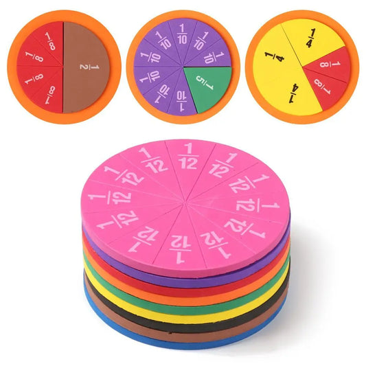 51-Piece Fractions Math Teaching Tool – EVA Foam Round Montessori Set