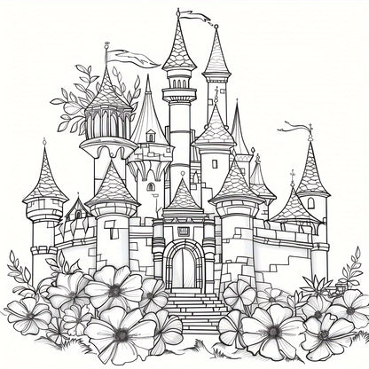 Artistry Floral Castle Colouring Book