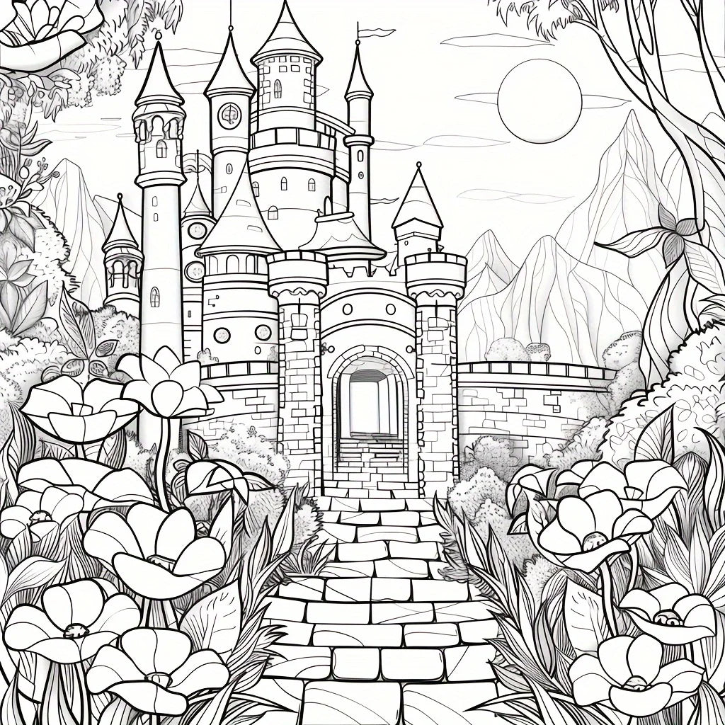 Artistry Floral Castle Colouring Book