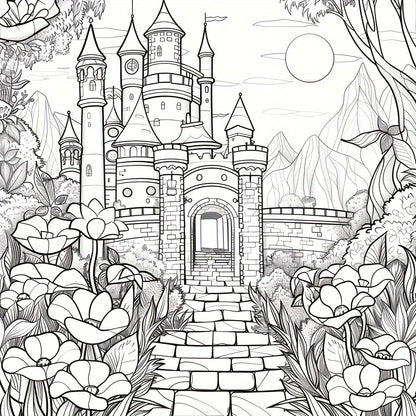 Artistry Floral Castle Colouring Book