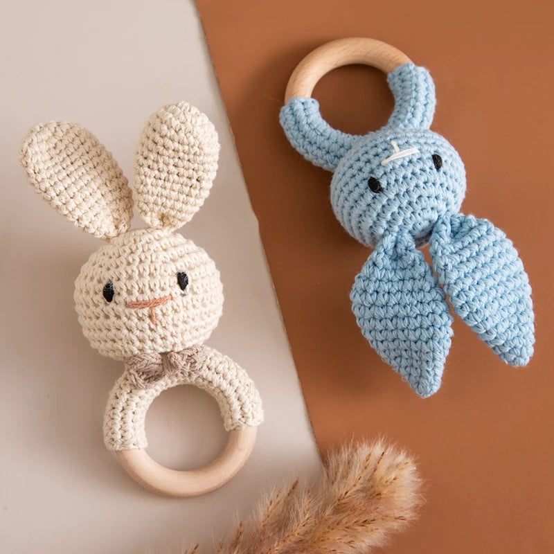 Crochet Rattle with Wooden Ring