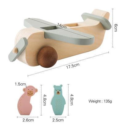 Wooden Plane  – Montessori Aircraft Model With Animals