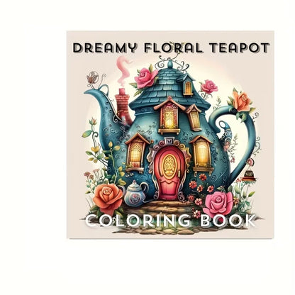 Dreamy Floral Teapots Colouring Book