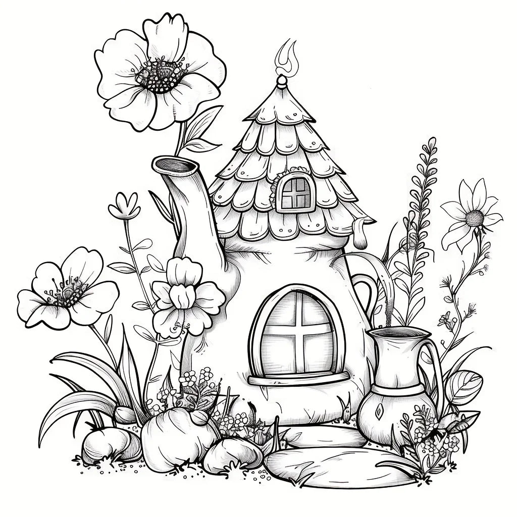 Dreamy Floral Teapots Colouring Book