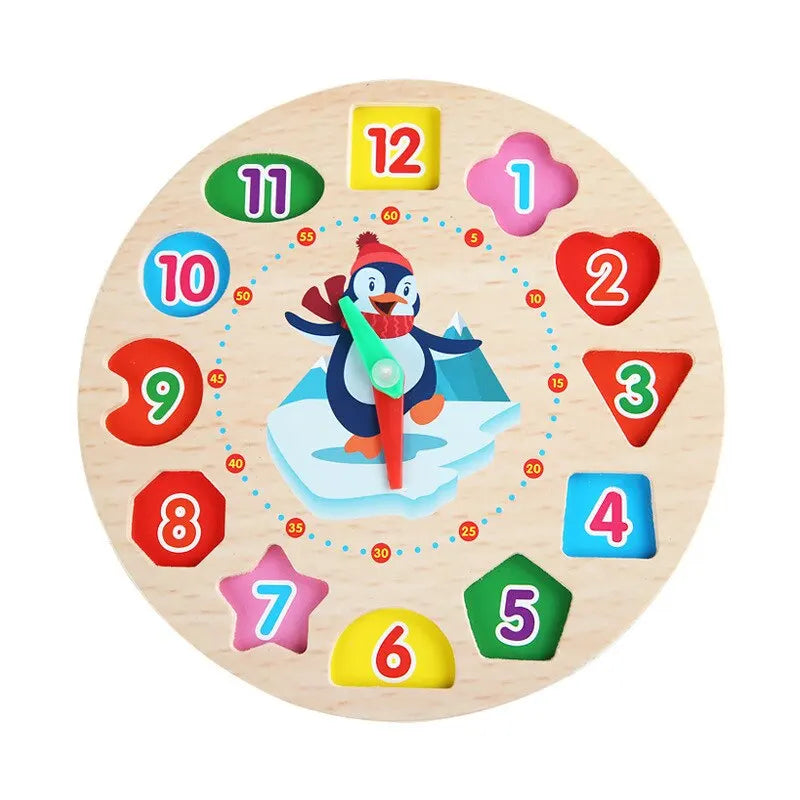 Montessori Wooden Shapes Clock Puzzle