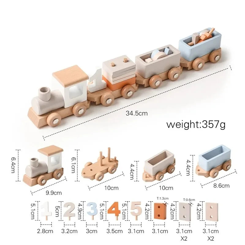 Wooden Montessori Train Set