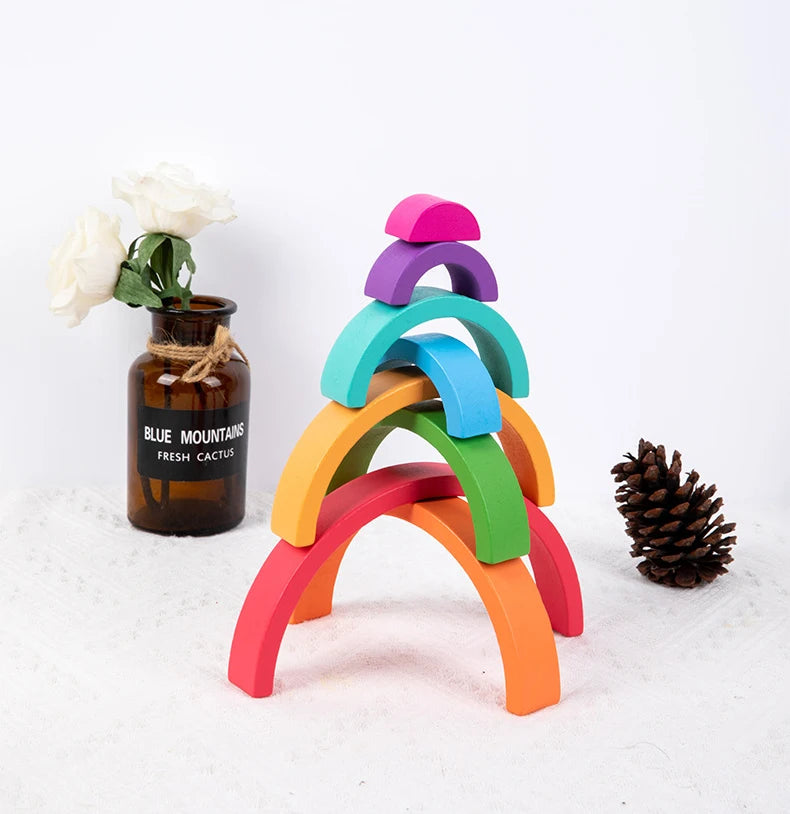 Montessori Wooden Rainbow Stacking Blocks